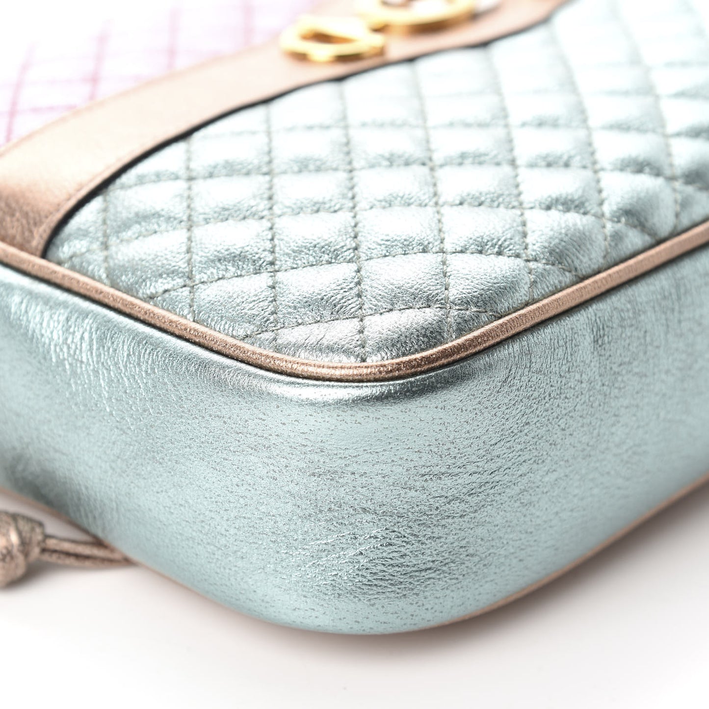 Laminated Nappa Trapuntata Small Zumi Shoulder Bag Rosa Lago Rame