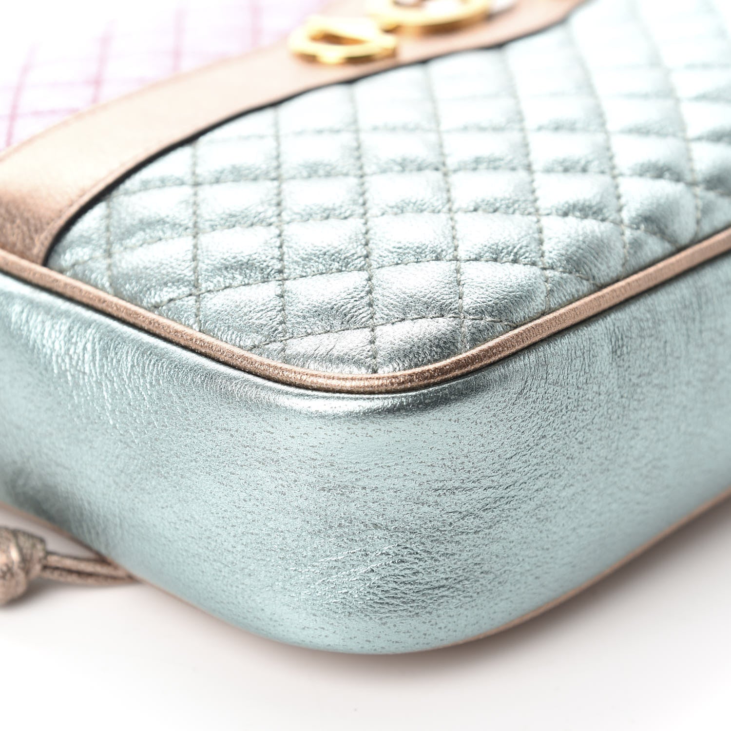 Gucci Laminated Nappa Trapuntata Small Zumi Shoulder Bag Rosa Lago Rame 6 of 10