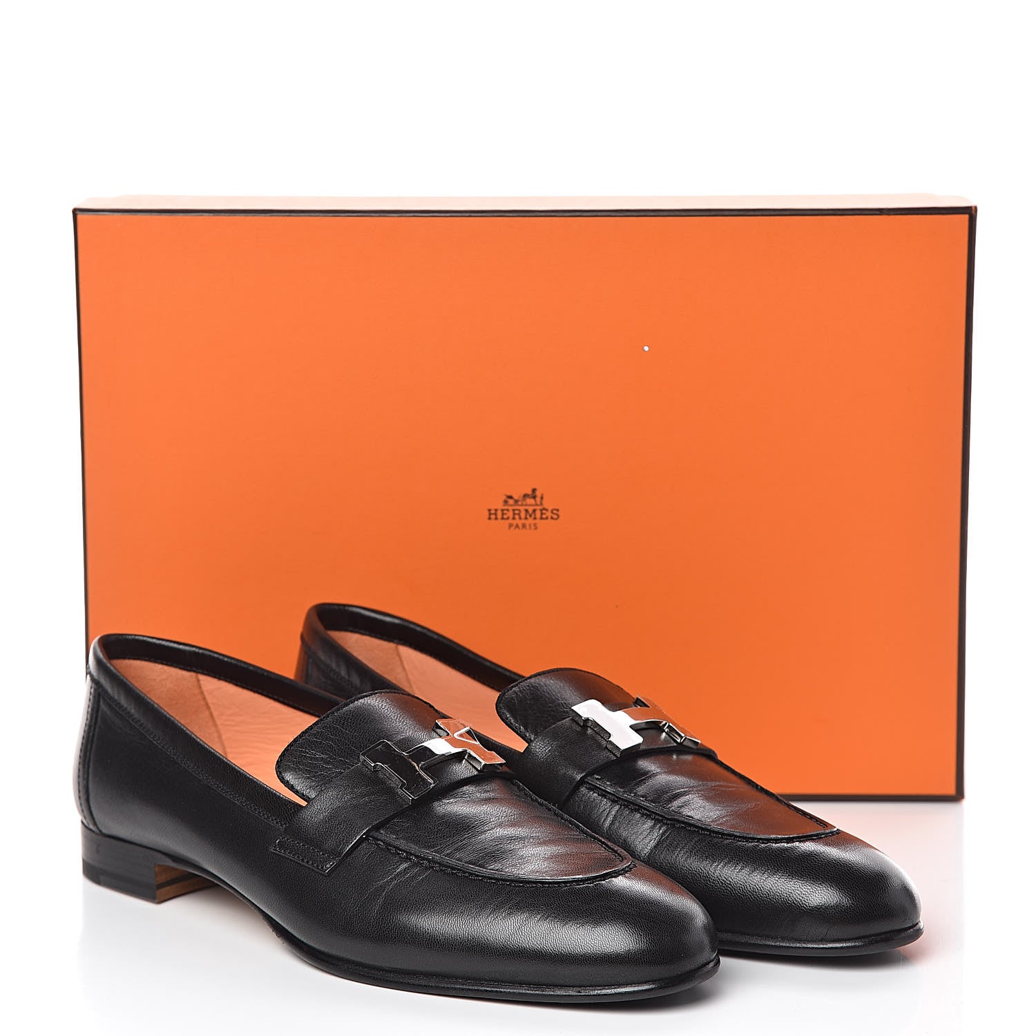 Hermes Goatskin Paris Loafers 37 Black 8 of 8