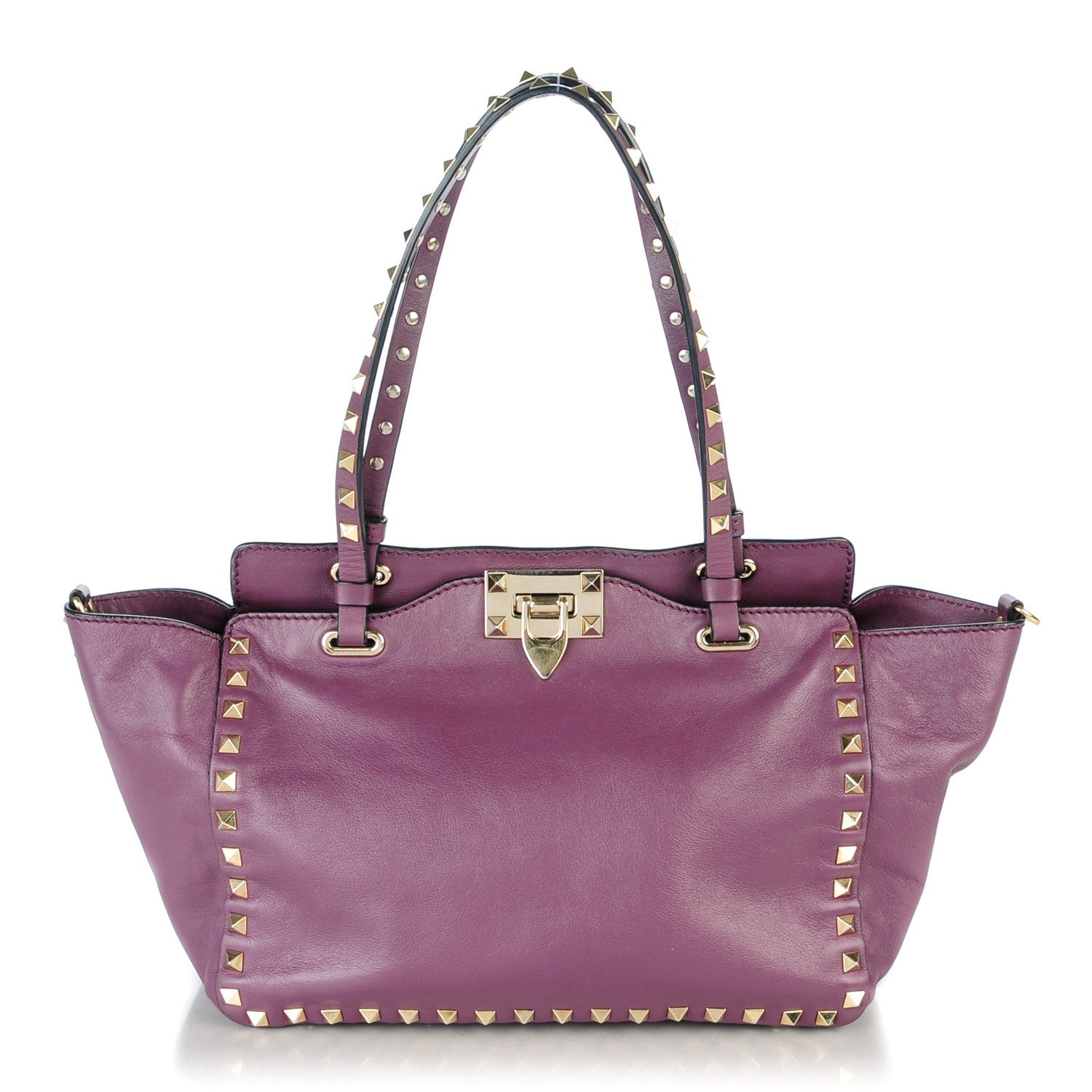 Valentino Garavani Vitello Small Rockstud Tote Purple Violet 1 of 7
