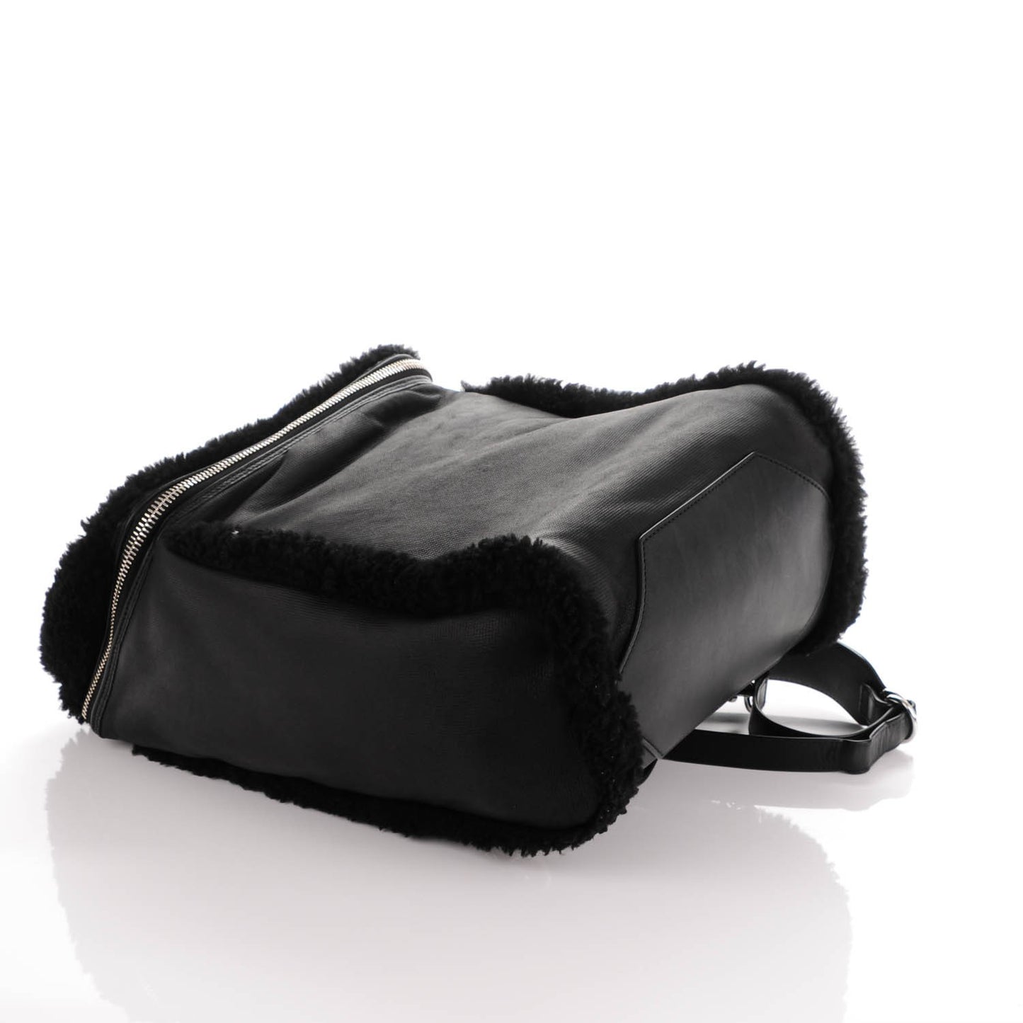 Shearling Rubberized Lambskin Inside Out Backpack Black