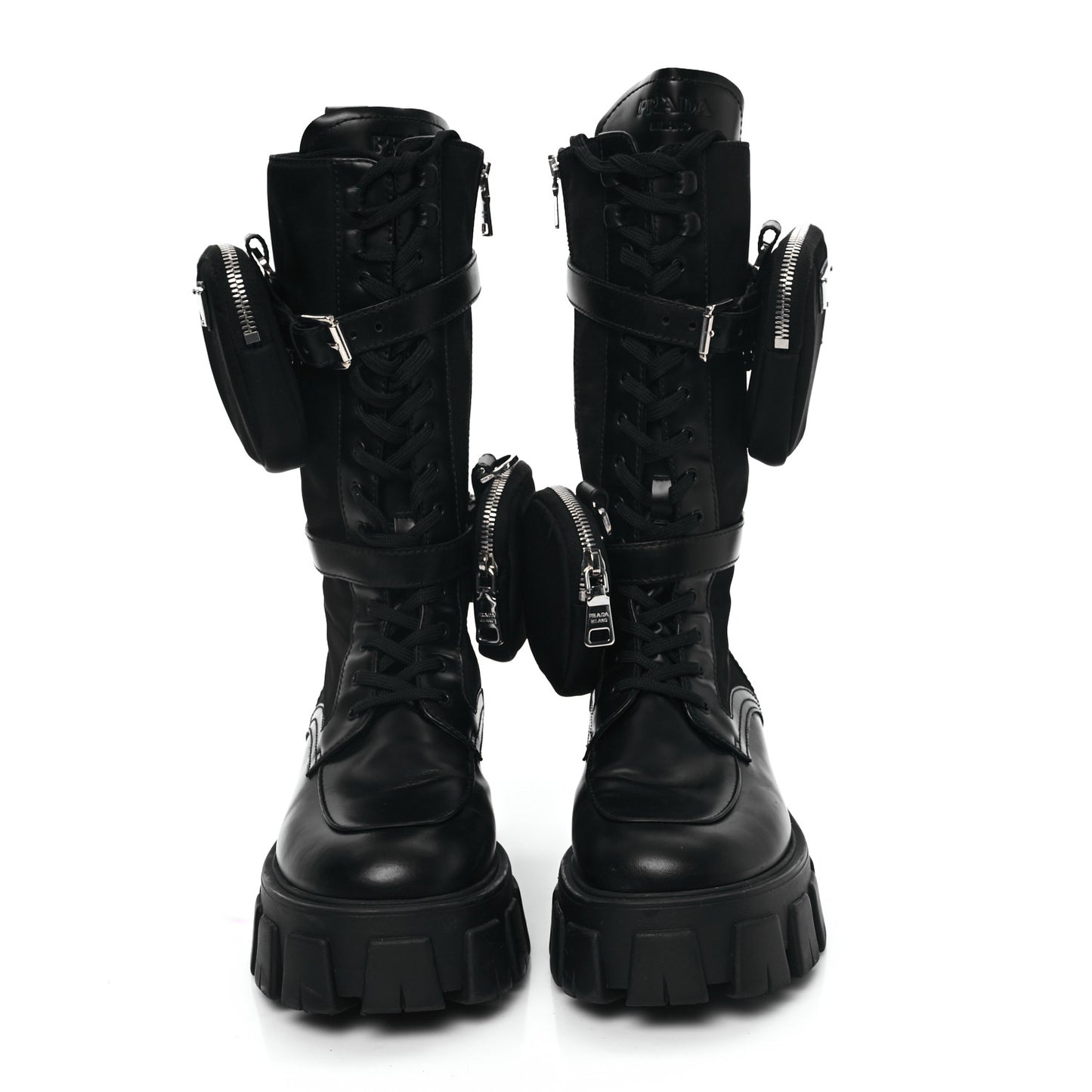Spazzolato Rois Re-Nylon Metal Triangle Logo Monolith Pouch Pocket 55mm Tall Combat Boots 39.5 Black