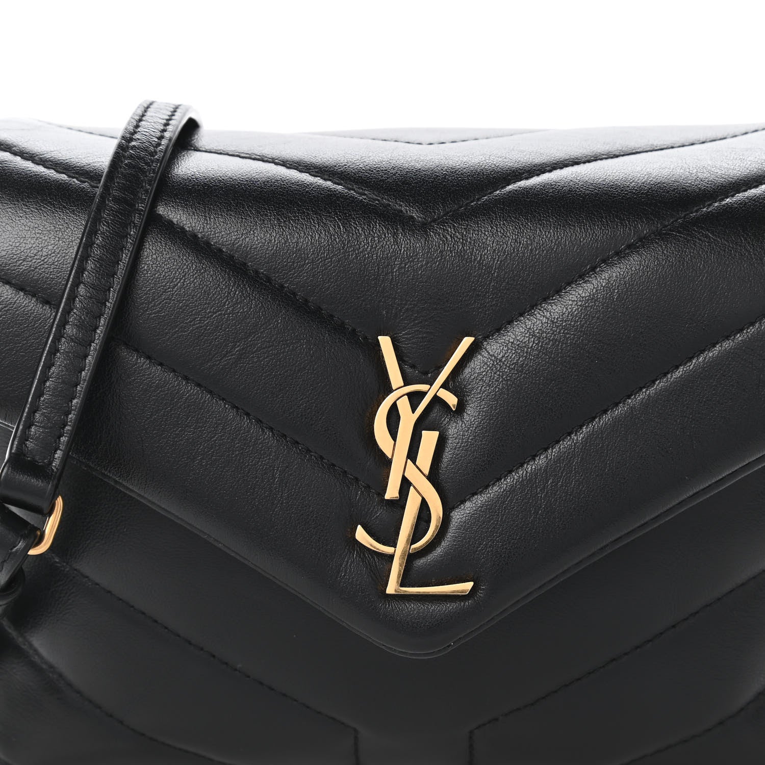 Saint Laurent Calfskin Y Quilted Monogram Toy Loulou Crossbody Bag Black 10 of 10