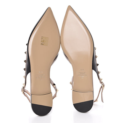 Valentino Garavani Nappa Rockstud Slingback Flats 38.5 Black Poudre 5 of 9