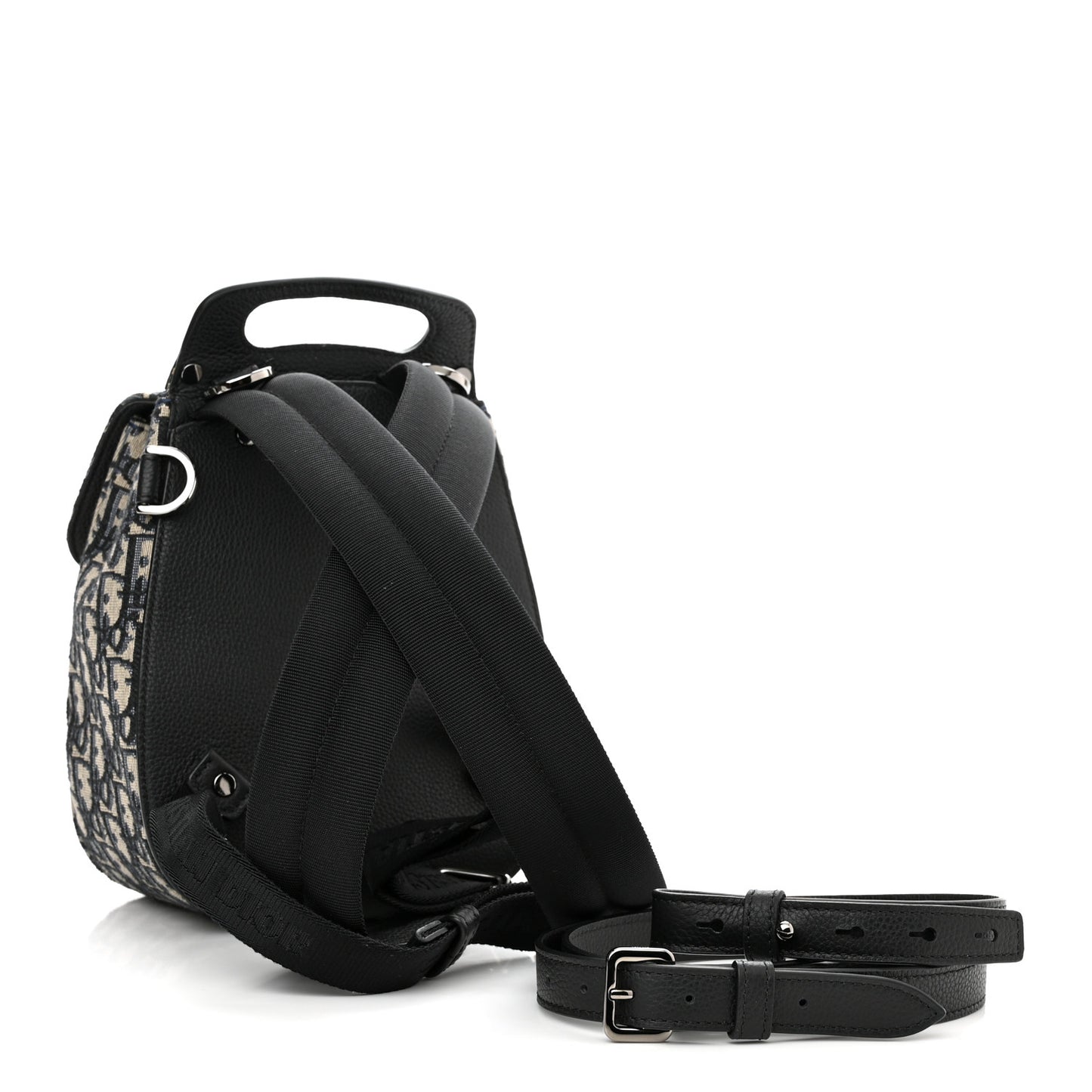 HOMME Oblique Calfskin Mens Mini Saddle Backpack Navy Blue
