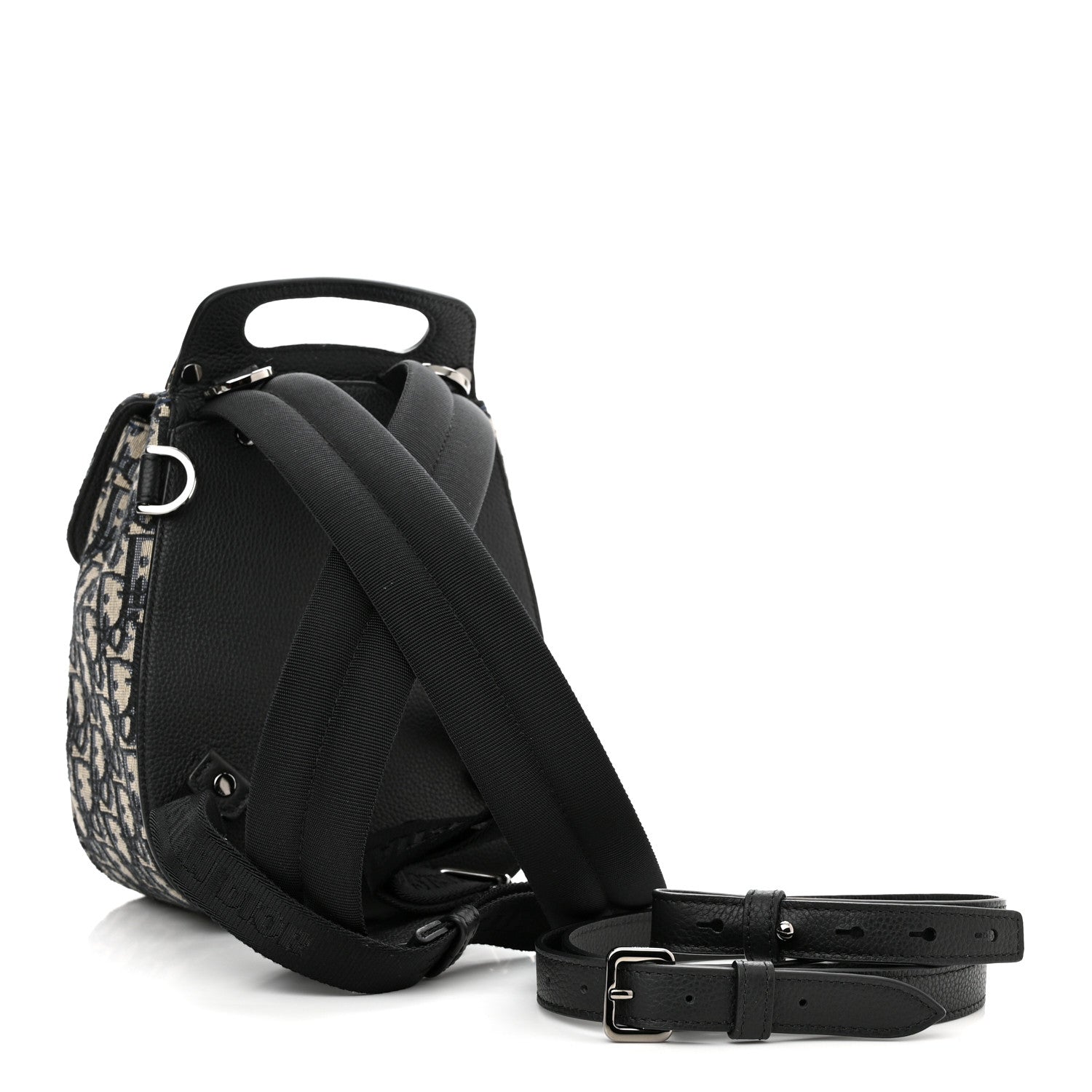 Christian Dior HOMME Oblique Calfskin Mens Mini Saddle Backpack Navy Blue 4 of 11