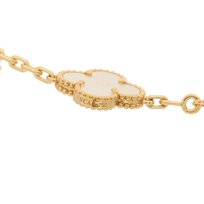 Van Cleef & Arpels 18K Yellow Gold Mother of Pearl 10 Motifs Vintage Alhambra Necklace 6 of 7
