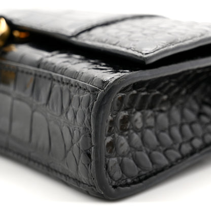 Balenciaga Shiny Calfskin Crocodile Embossed Hourglass Chain Bag  Black 10 of 10