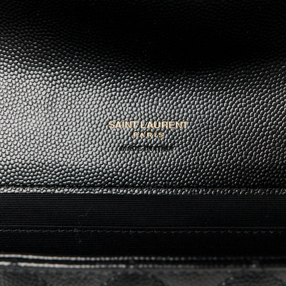 Saint Laurent Grain De Poudre Textured Mixed Matelasse Triquilt Monogram Clutch Black 6 of 8