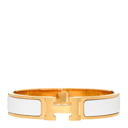 Hermes Enamel Narrow Clic Clac H Bracelet PM White 1 of 4