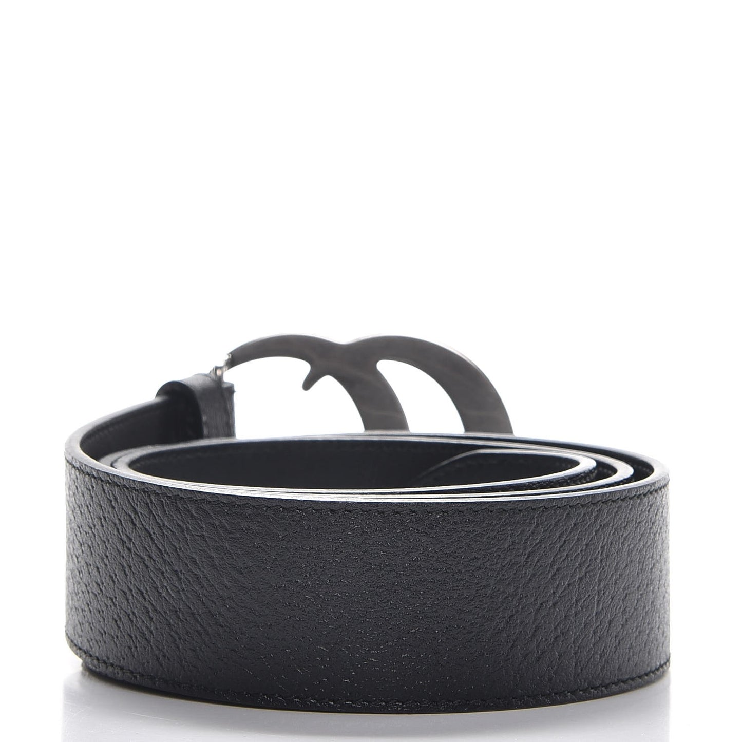 Textured Dollar Calfskin Nickel Double G 40mm Belt 85 34 Black