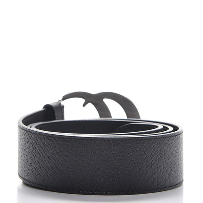 Gucci Textured Dollar Calfskin Nickel Double G 40mm Belt 85 34 Black 3 of 7