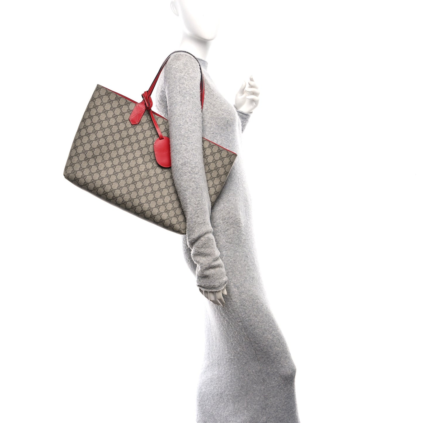 GG Supreme Monogram Medium Reversible Tote Beige Red