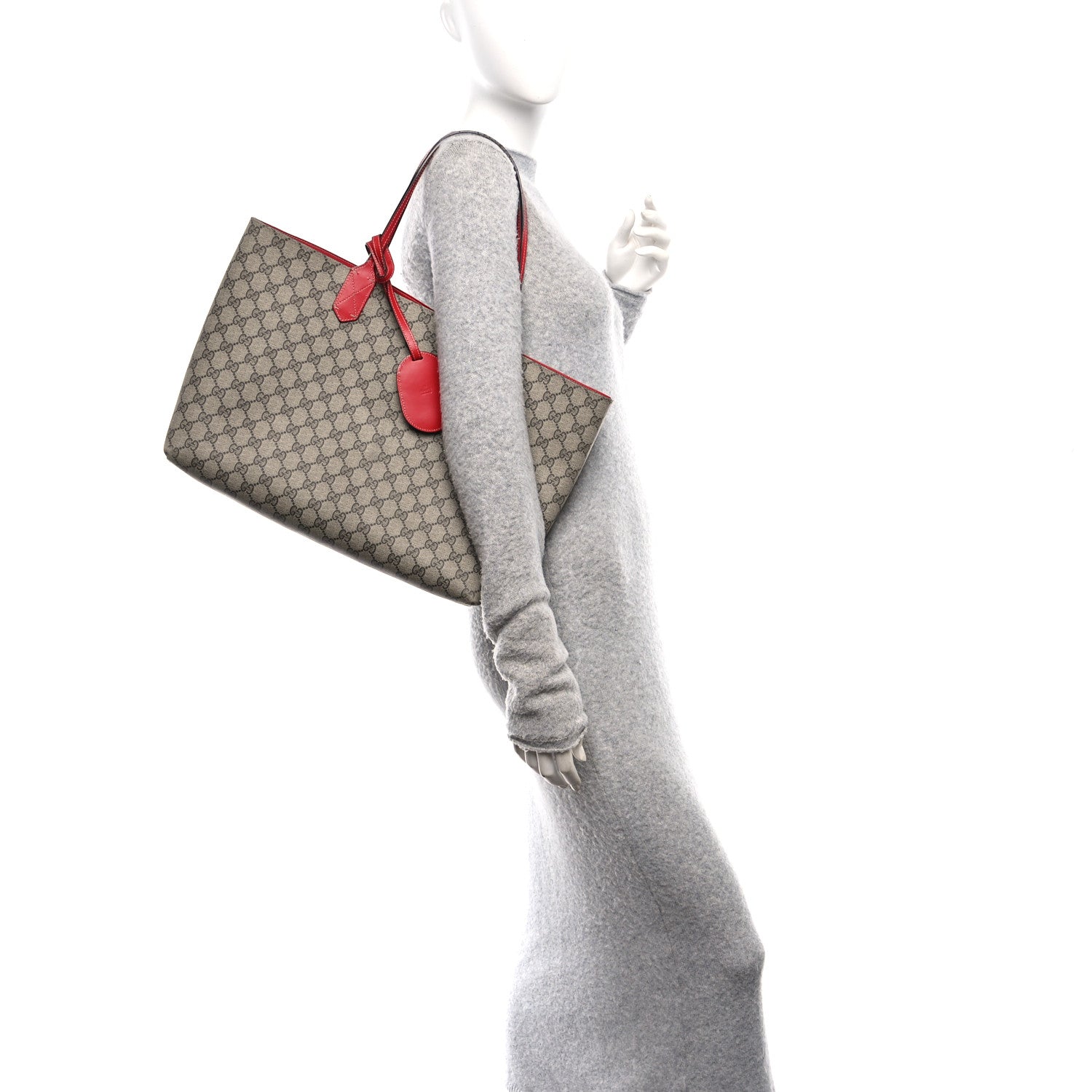 Gucci GG Supreme Monogram Medium Reversible Tote Beige Red 2 of 15