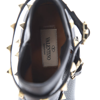 Valentino Garavani Pebbled Calfskin Rockstud Double Buckle 100mm Ankle Boots 36.5 Black 6 of 11
