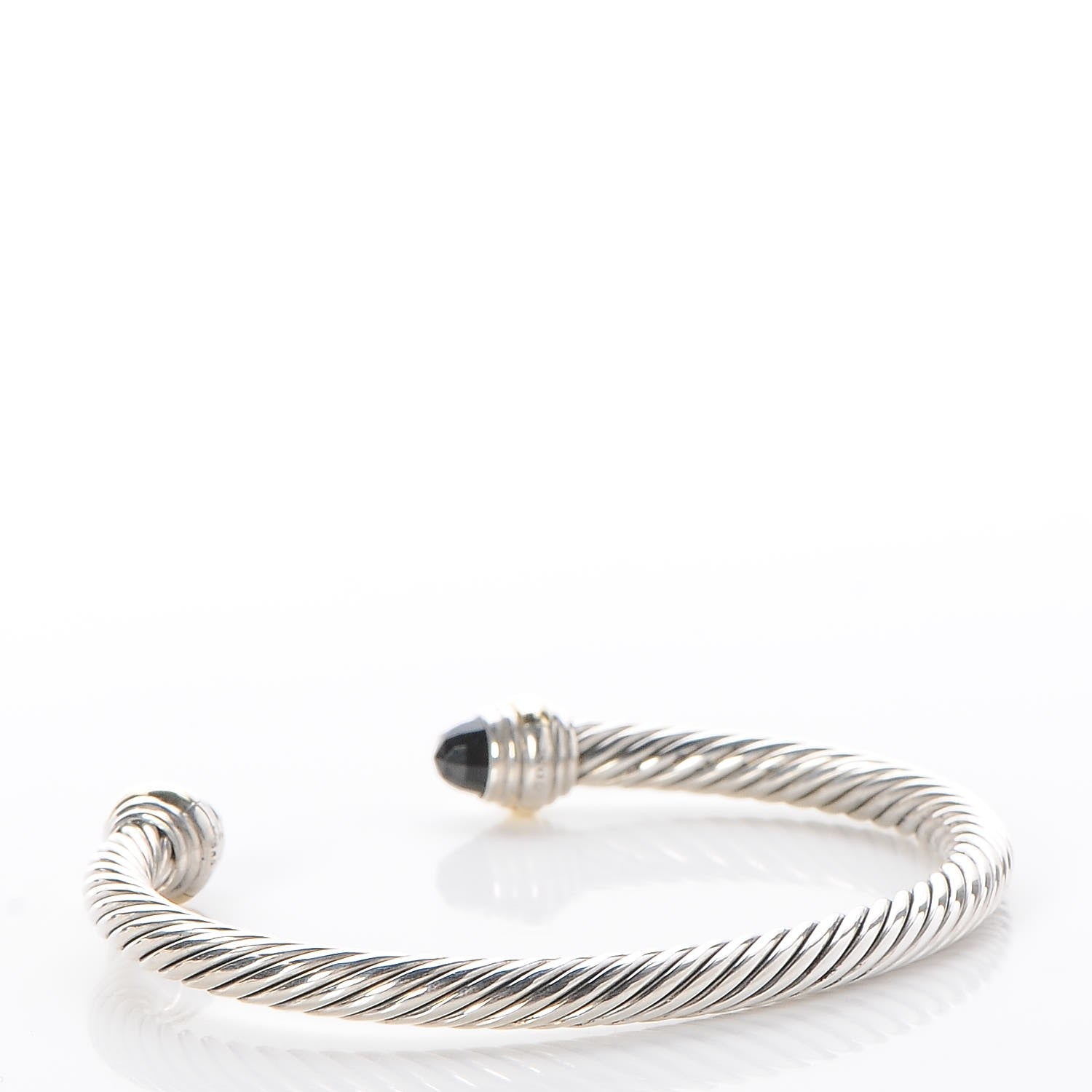 David Yurman Sterling Silver 14K Yellow Gold Black Onyx 5mm Cable Classics Bracelet 3 of 5