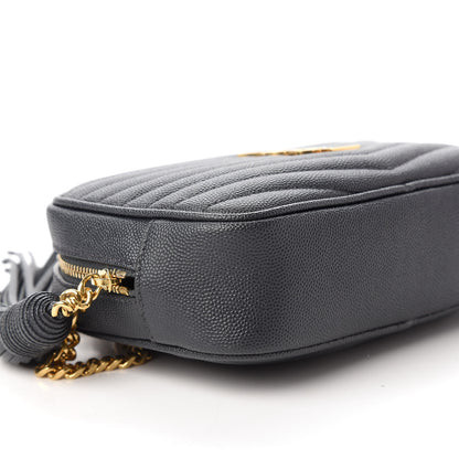 Saint Laurent Grain De Poudre Matelasse Monogram Mini Lou Camera Bag Dark Smog 6 of 11