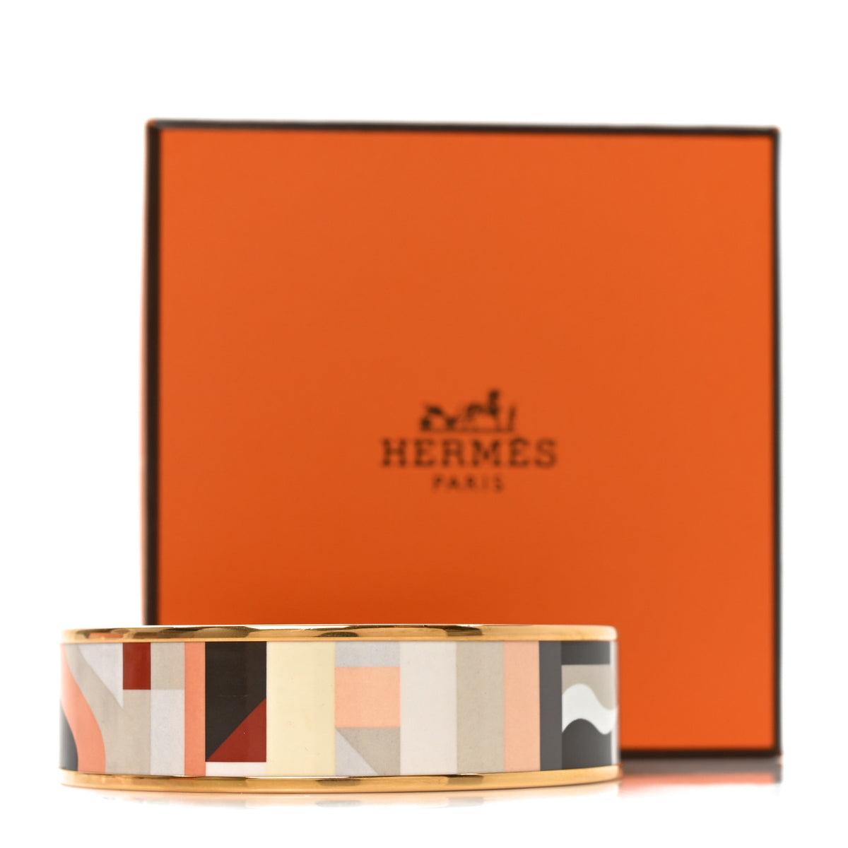 Hermes Enamel Printed Perspective Cavaliere Wide Bracelet 62 Rose Gold 6 of 6