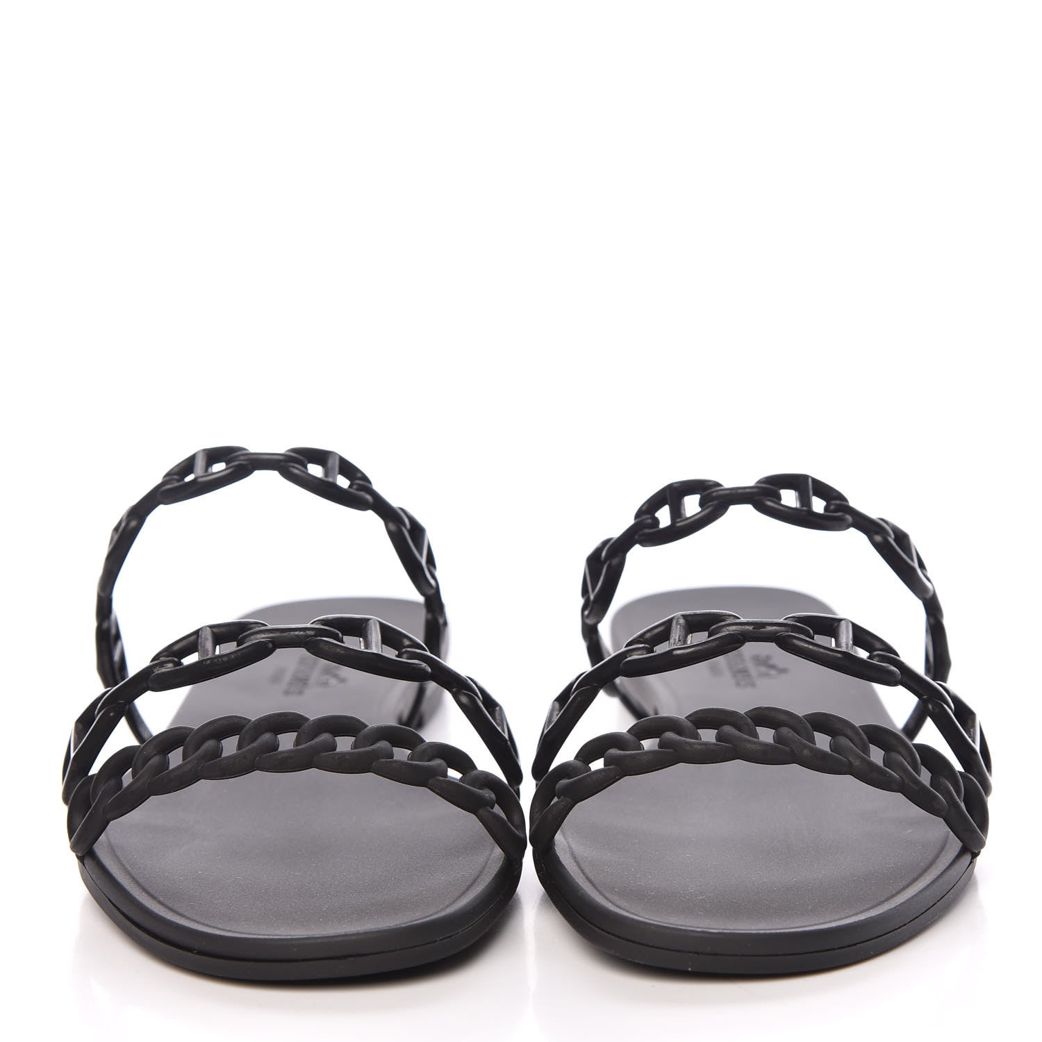 Hermes Rubber Chaine d'Ancre Rivage Sandals 37 Black 2 of 8