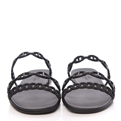 Hermes Rubber Chaine d'Ancre Rivage Sandals 37 Black 2 of 8
