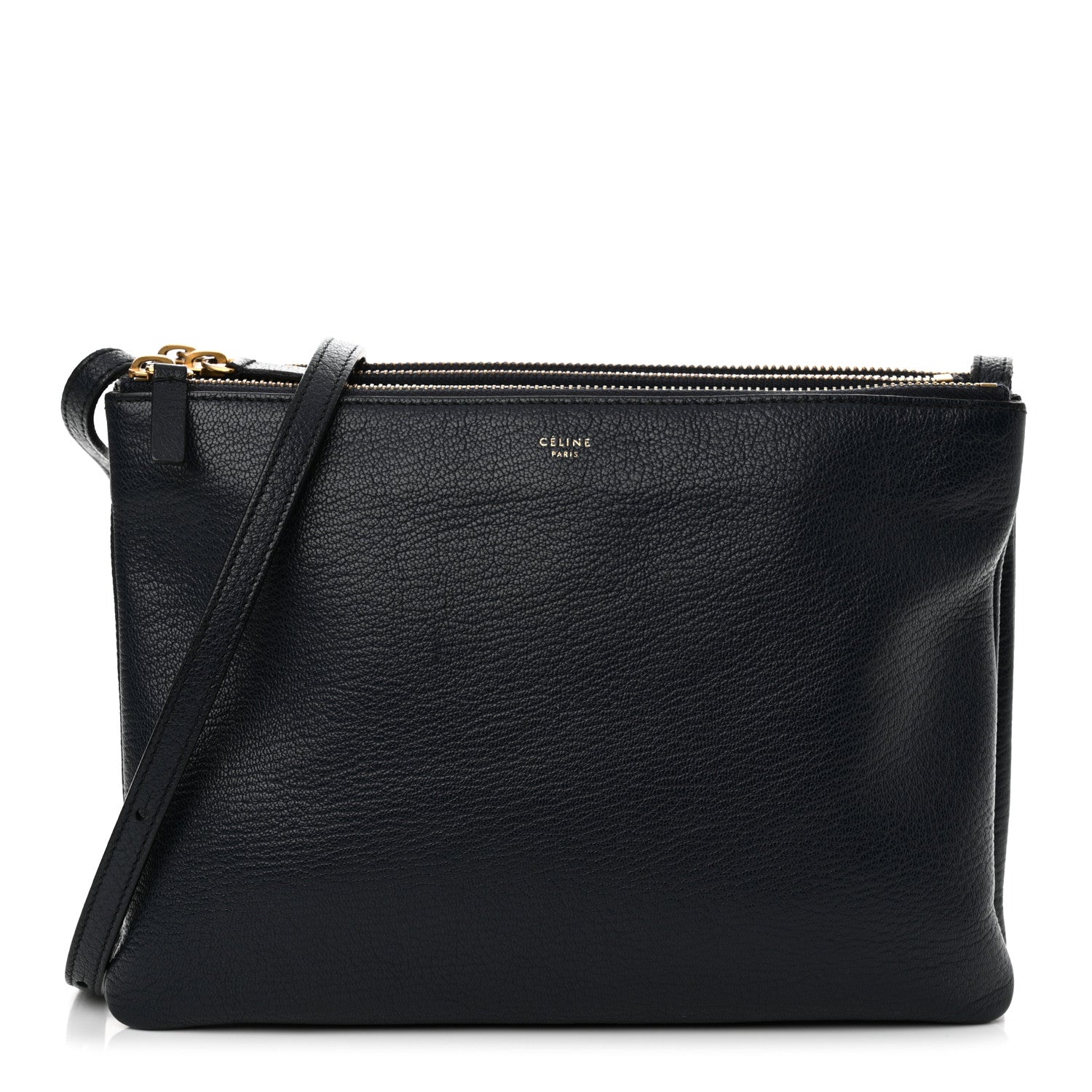 Celine Lambskin Large Trio Crossbody Bag Navy Blue 1 of 15