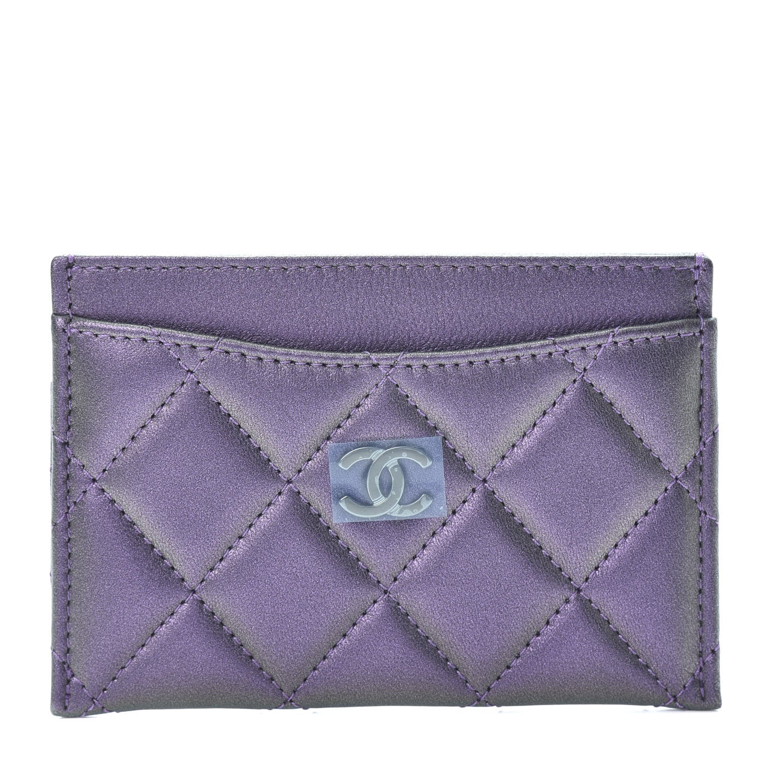 Chanel Iridescent Lambskin Quilted Card Holder Purple 1 of 8
