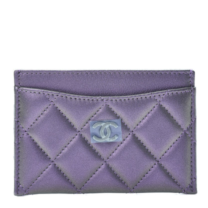 Chanel Iridescent Lambskin Quilted Card Holder Purple 1 of 8