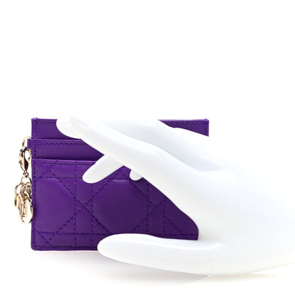 Christian Dior Lambskin Cannage Lady Dior Card Holder Purple 2 of 7