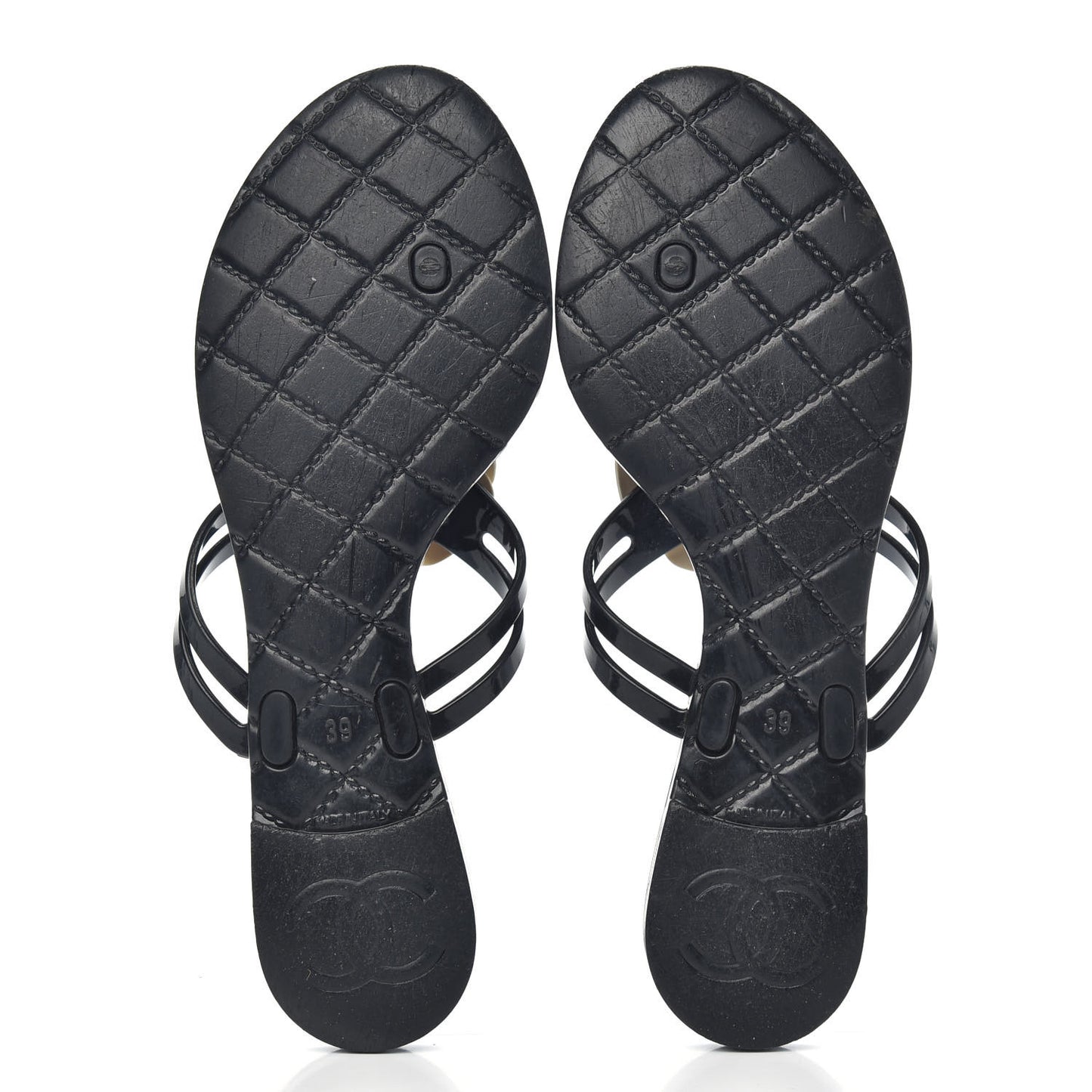 Jelly Camellia Thong Sandals 39 Black Ivory