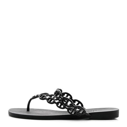 Hermes Rubber Chaine d'Ancre Island Sandals 35 Black 1 of 7
