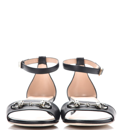 Gucci Calfskin Miro Soft Liliane Horsebit Sandals 38.5 Black 2 of 11