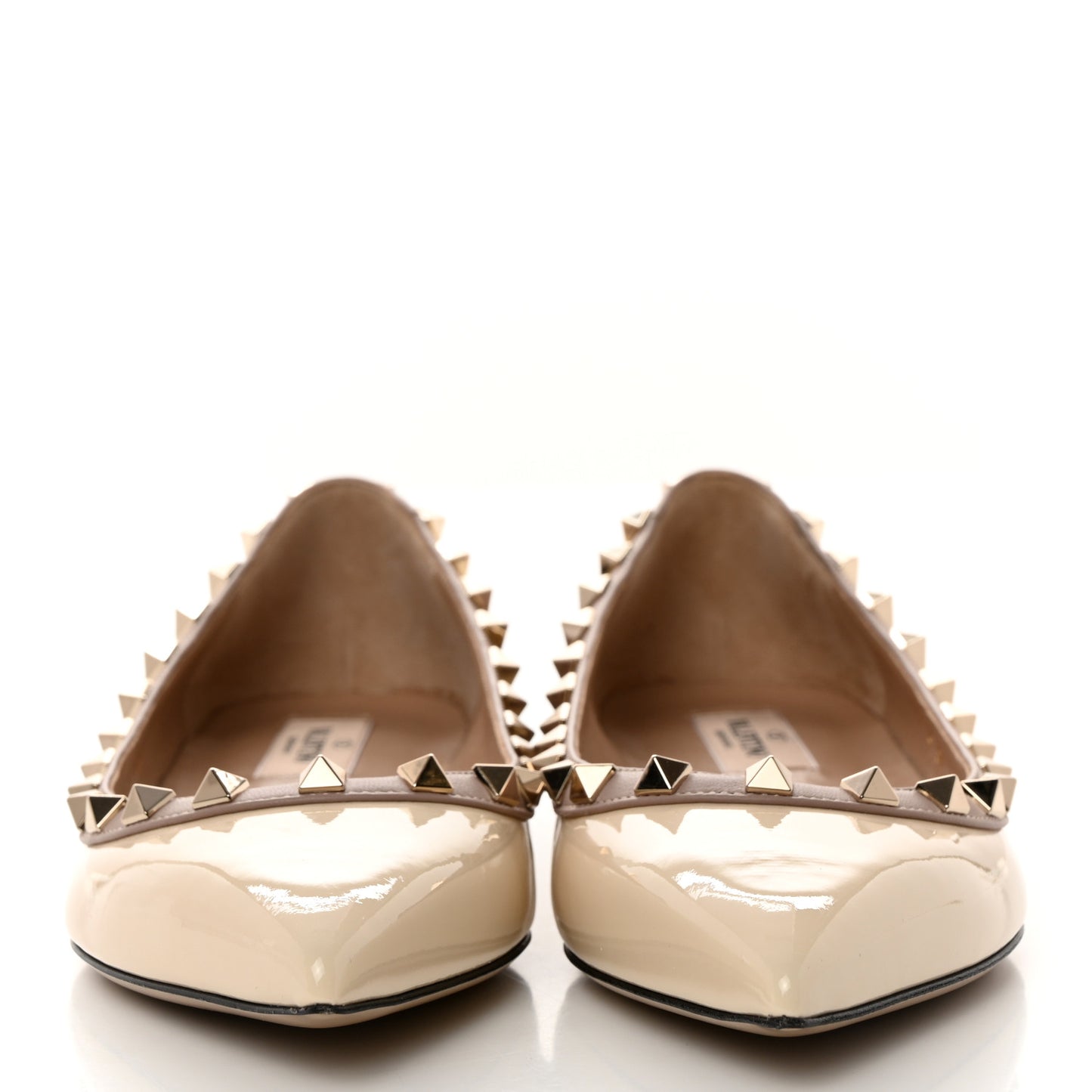 Patent Rockstud Ballerina Flats 37 Light Ivory Poudre