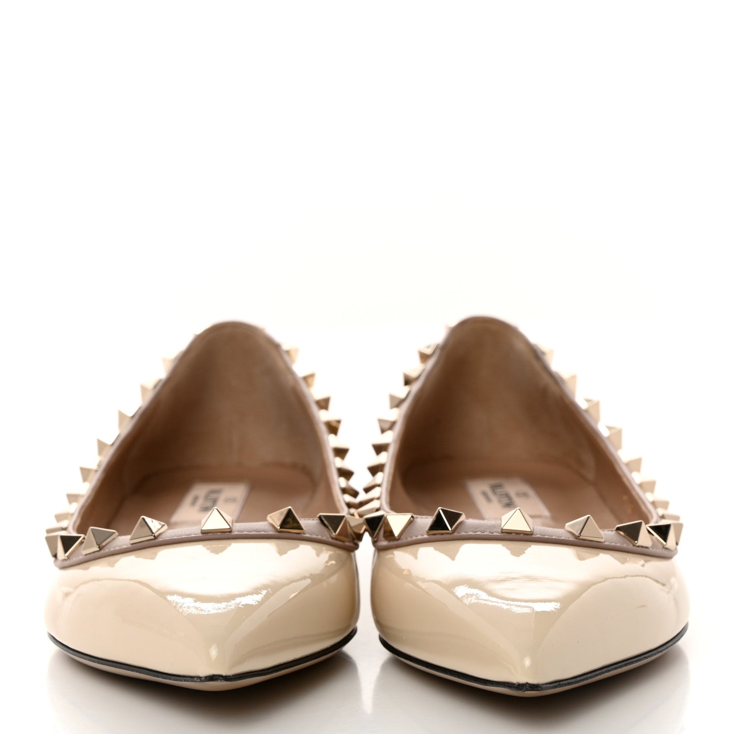 Valentino Garavani Patent Rockstud Ballerina Flats 37 Light Ivory Poudre 2 of 9