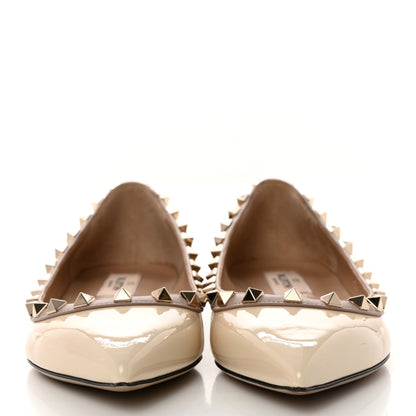 Valentino Garavani Patent Rockstud Ballerina Flats 37 Light Ivory Poudre 2 of 9