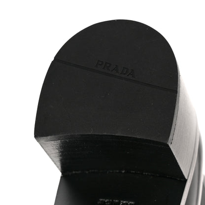 Prada Spazzolato Metal Triangle Logo 55mm Riding Boots 37 Black 10 of 16