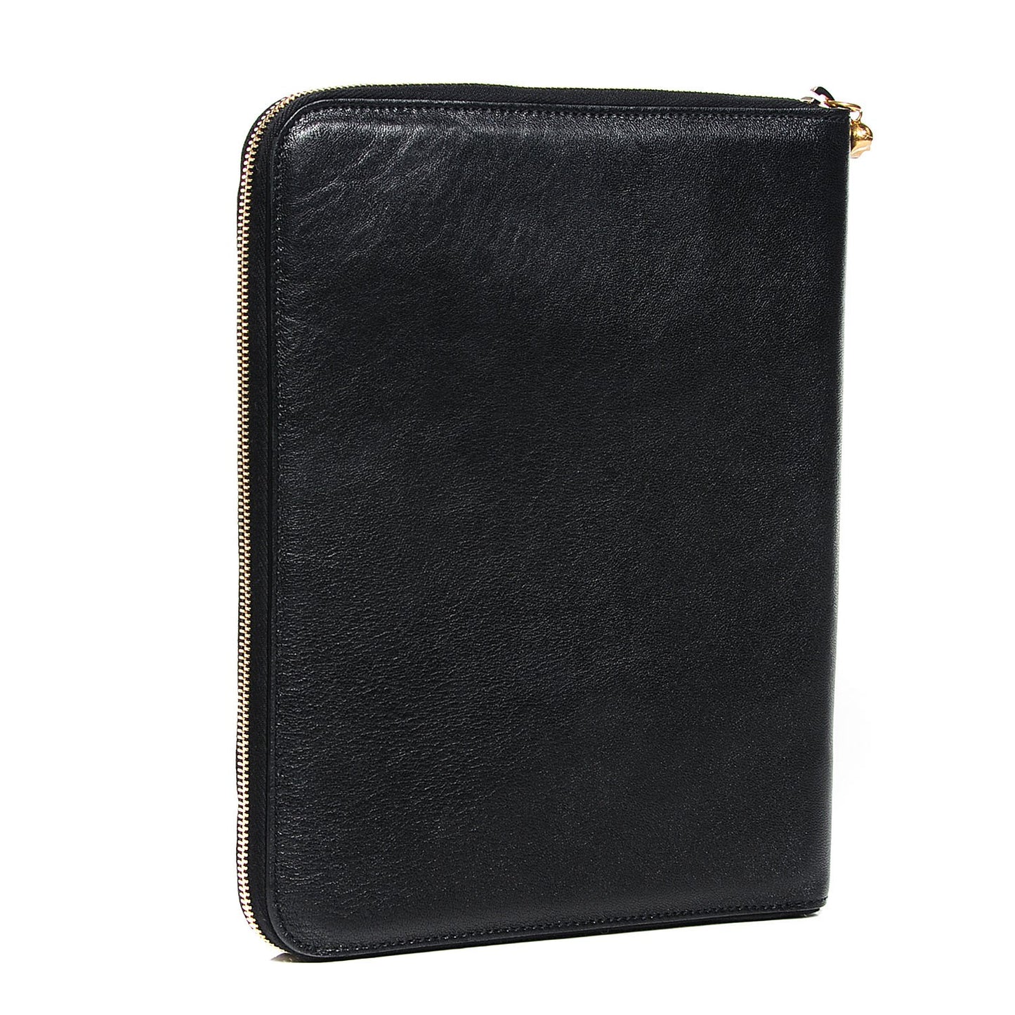 Calfskin Skull Charm Zip Around Tablet Case Black