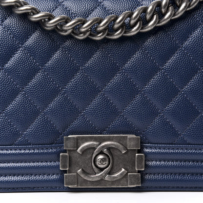 Chanel Caviar Quilted Medium Boy Flap Dark Blue 9 of 9