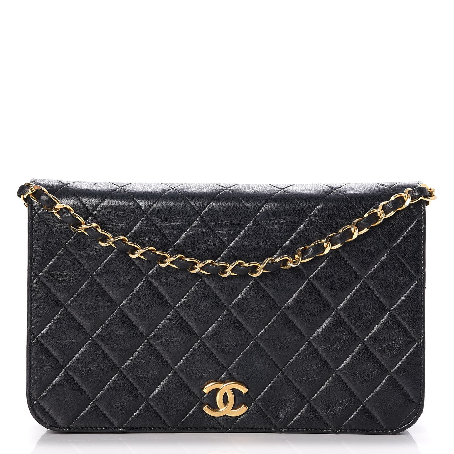 Lambskin Quilted Wallet On Chain WOC Black