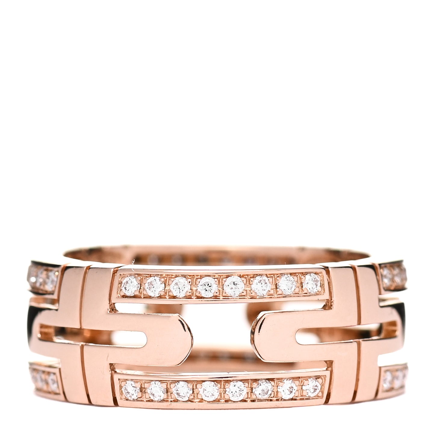 18K Rose Gold Diamond Parentesi Ring 56 7.5