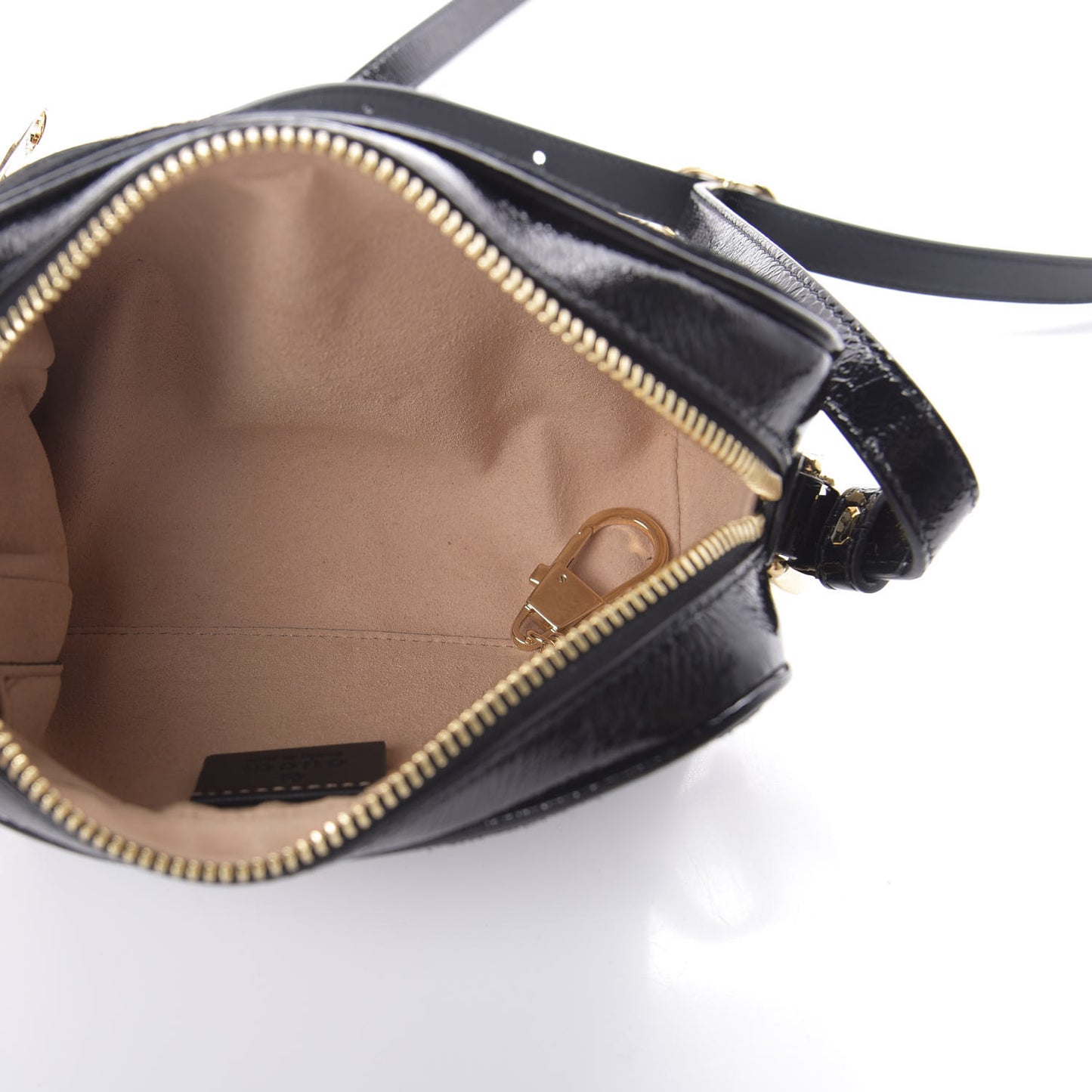 Suede Patent Web Mini Ophidia Shoulder Bag Black