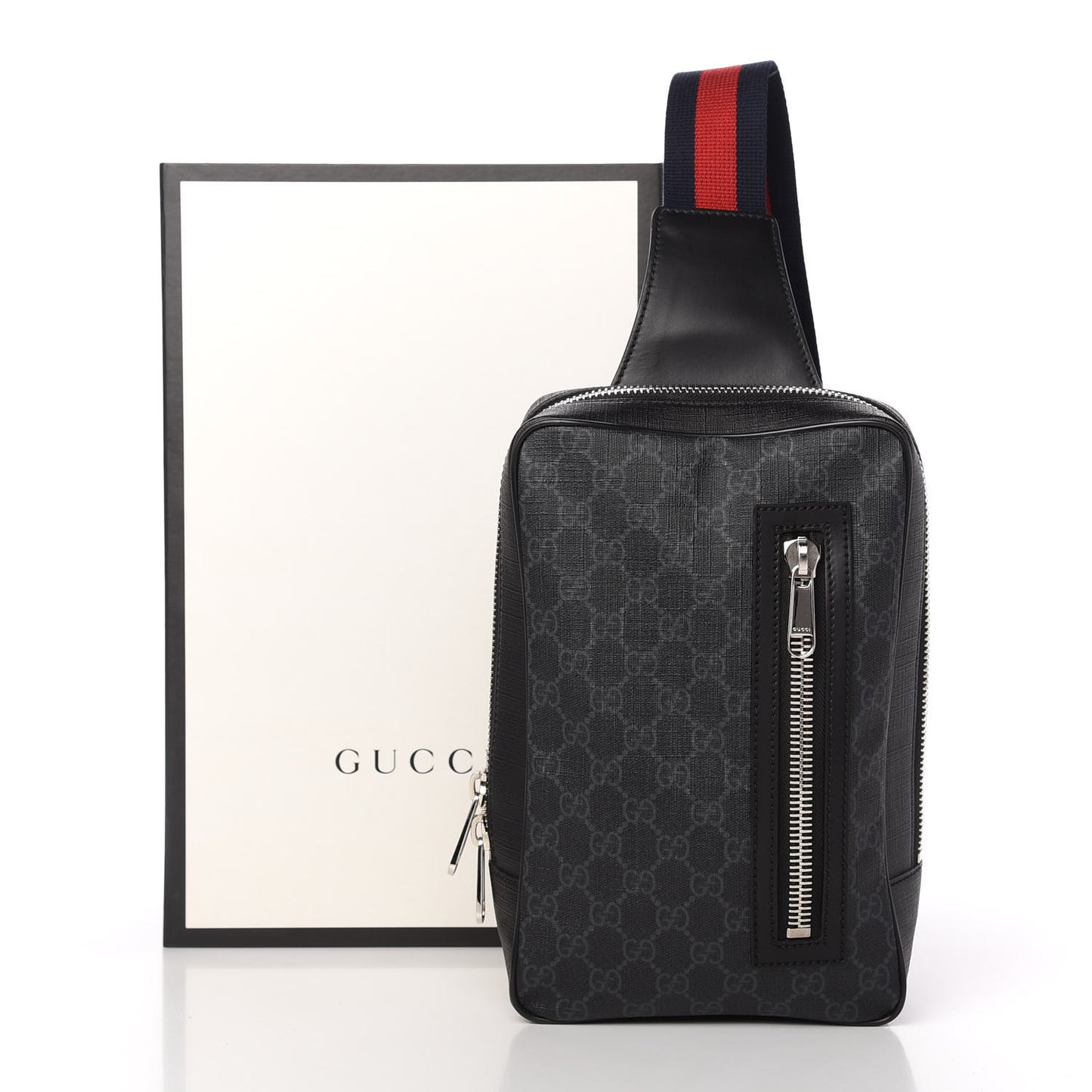 GG Supreme Monogram Web Belt Bag Black Grey