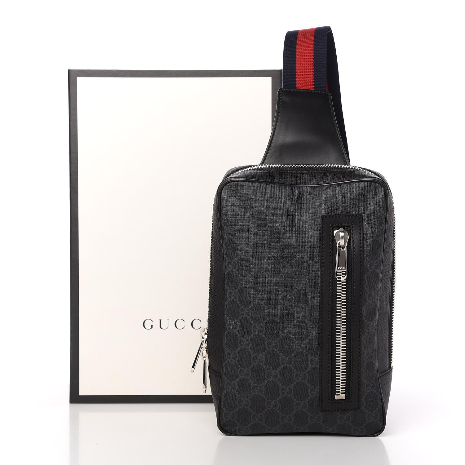 Gucci GG Supreme Monogram Web Belt Bag Black Grey 11 of 11