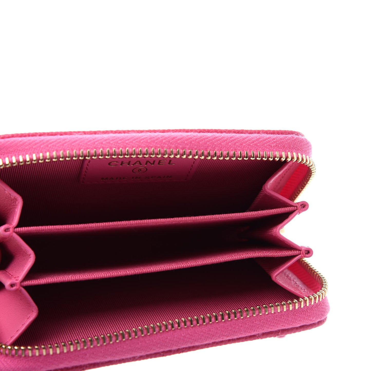 Caviar Quilted Zip Coin Purse Pink