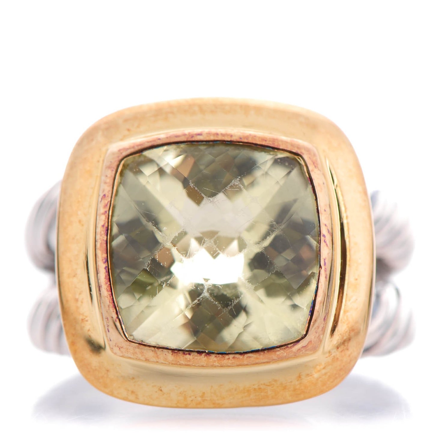 Sterling Silver 18K Yellow Gold Lemon Citrine 11mm Albion Ring 52 6