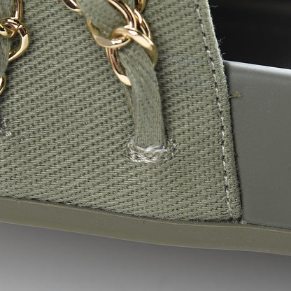 Chanel Canvas Chain Flat Sandals 39 Khaki 9 of 9