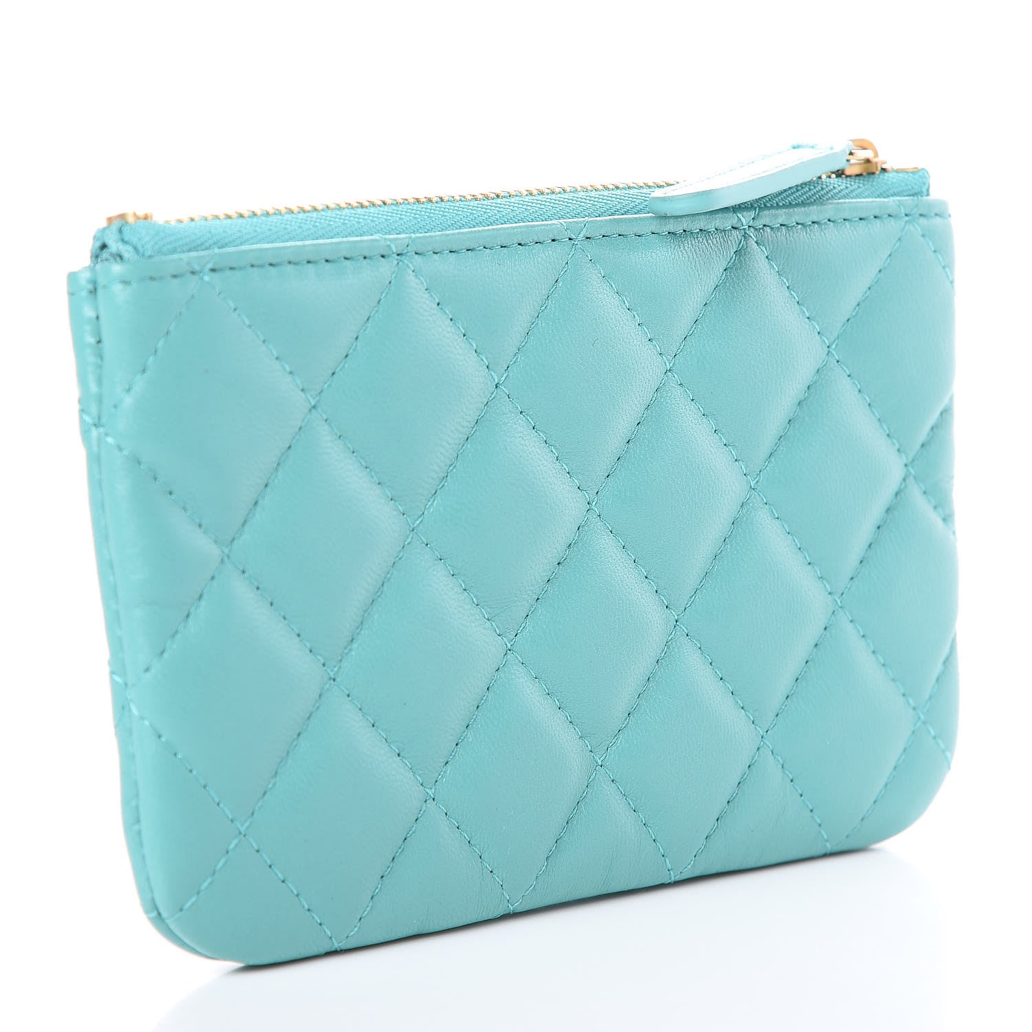 Chanel Lambskin Quilted Small Cosmetic Case Turquoise 3 of 7