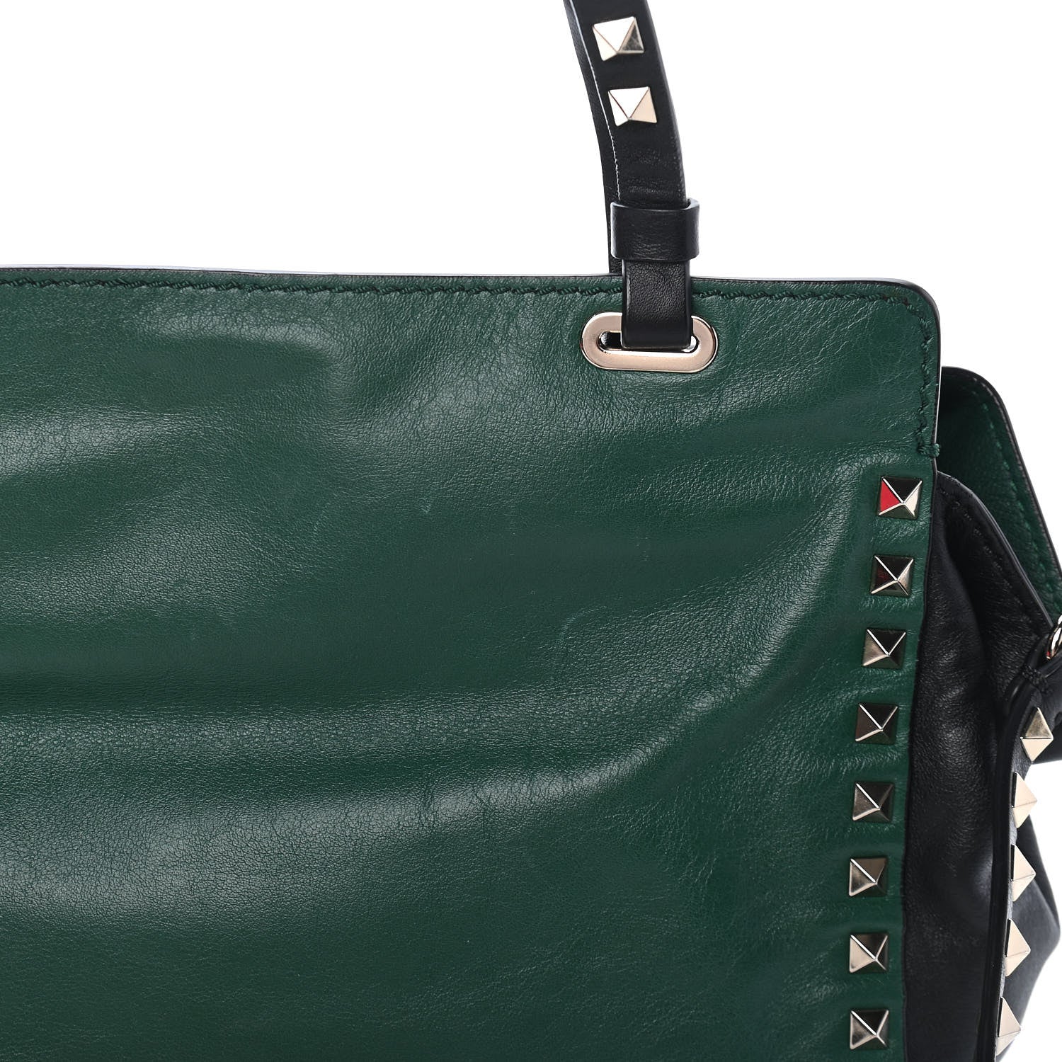 Valentino Garavani Vitello Small Rockstud Tote Smeraldo Black 9 of 9