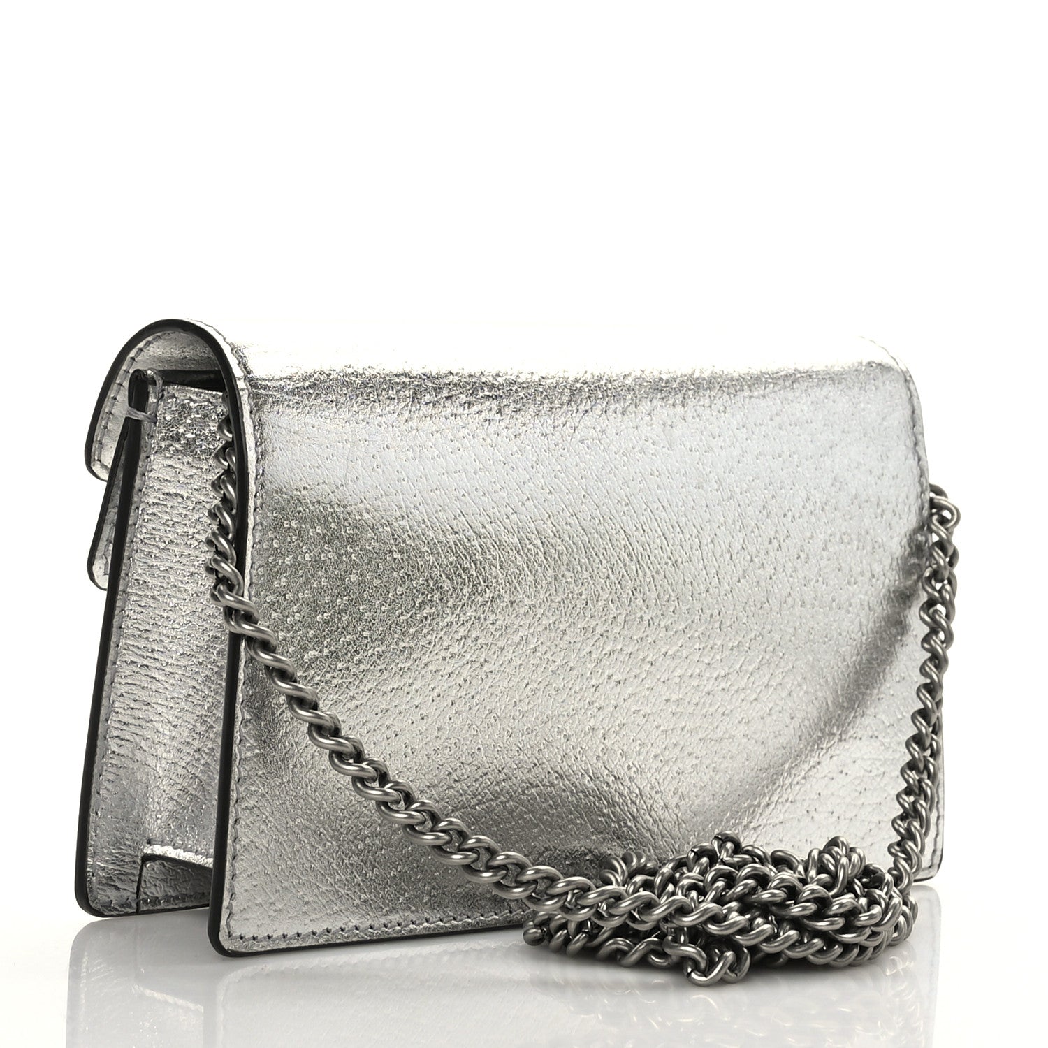 Gucci Metallic Calfskin Super Mini Dionysus Shoulder Bag Silver 3 of 8