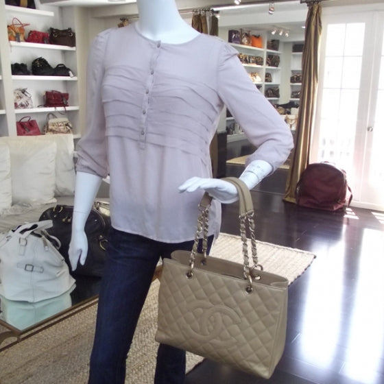 Chanel Caviar Quilted Grand Shopping Tote GST Beige 2 of 10