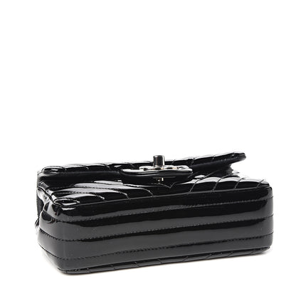 Chanel Patent Calfskin Chevron Quilted Extra Mini Flap Black 3 of 10